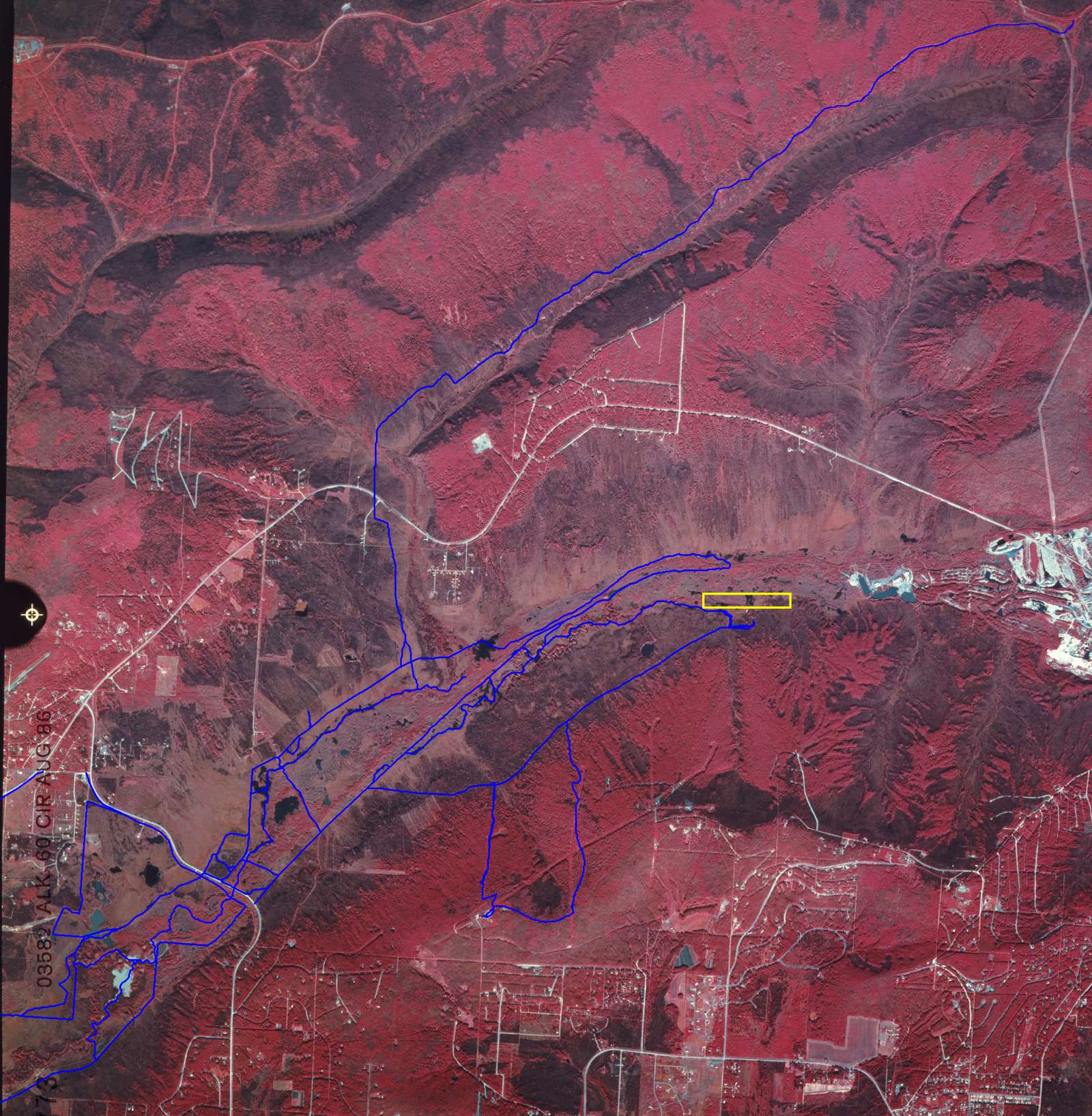 Aerial photo of goldstream Valley was shot in August, 1986