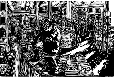 bookstore engraving